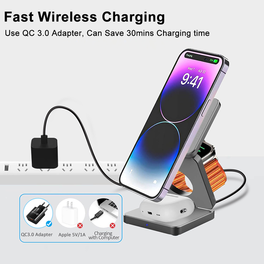 3 in 1 Foldable Magnetic Wirel - Wireless Charger Watch ulasan dan harga