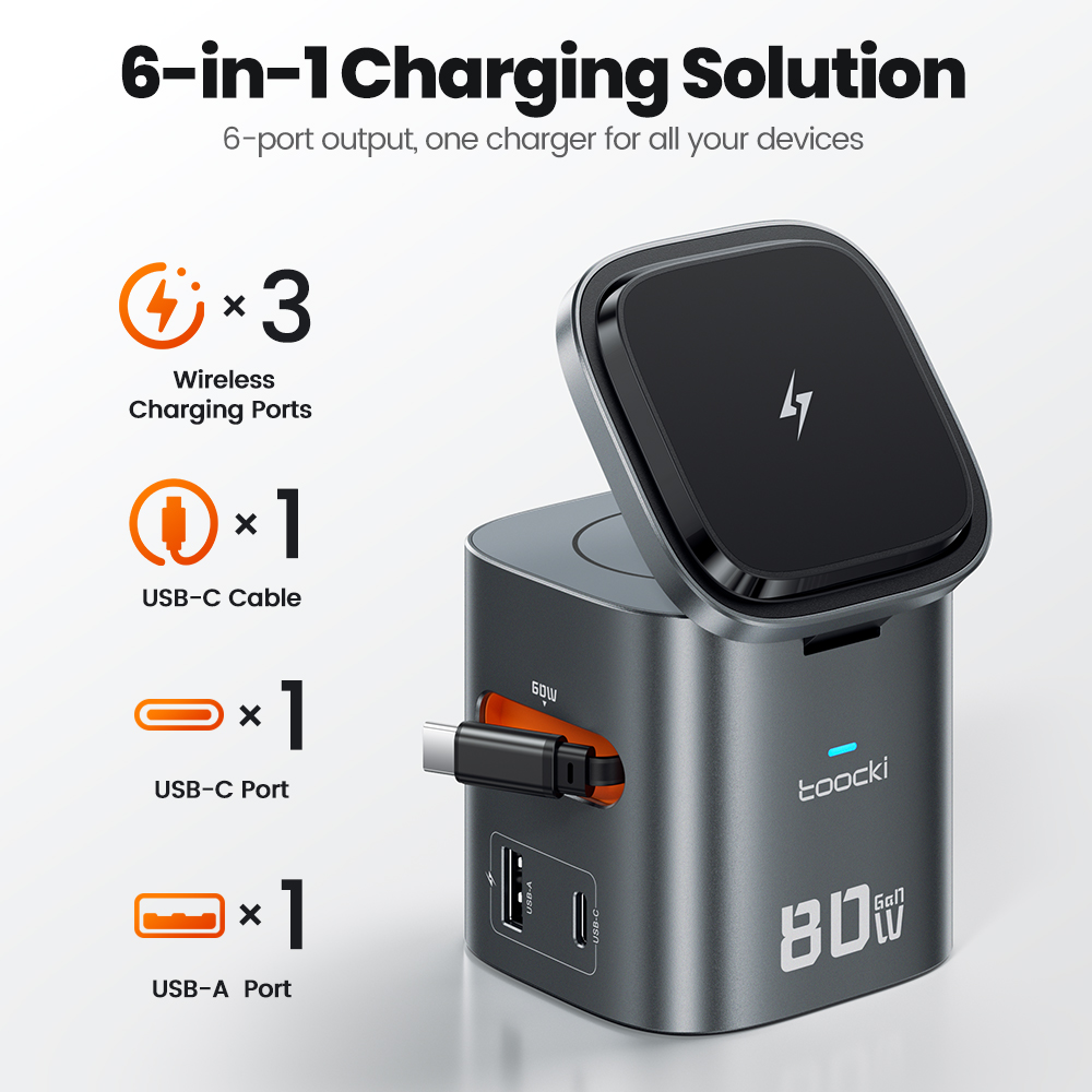 Toocki 80W 6-in-1 GaN Charging - Wireless Charger Watch ulasan dan harga